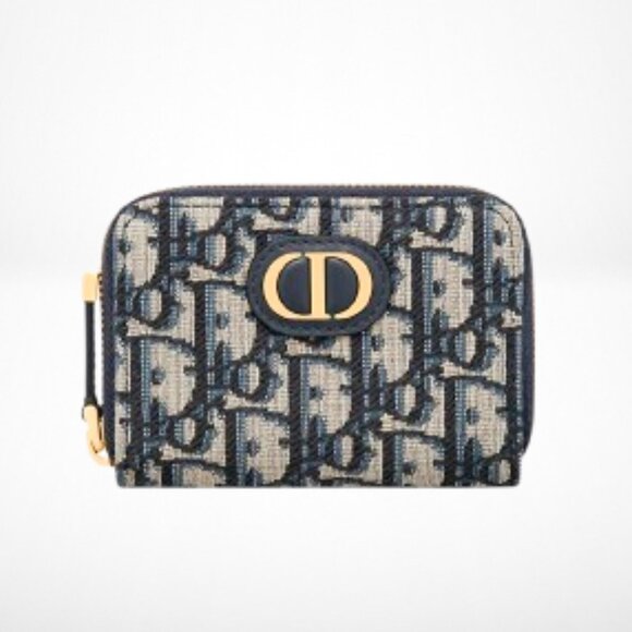 Dior Small 30 Montaigne Voyageur Coin Purse in Blue Dior Oblique Jacquard - Picture 1 of 8